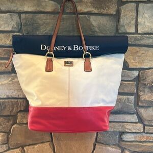 Dooney & Bourke O-ring Red & White Leather Big Shopper Tote